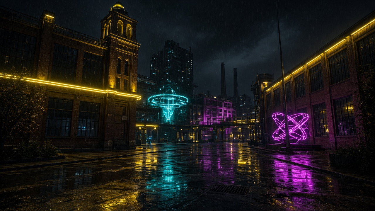 Brainport Eindhoven, industrieel tech-district bij nacht